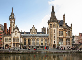 Fototapeta na wymiar Riverside in Ghent. Flanders. Belgium