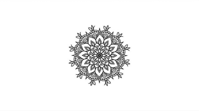 Abstract ornamental digital hand drawn mandala footage. Floral vintage tattoo decorative elements oriental islam pattern