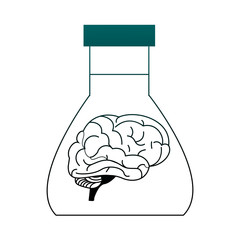 Human brain inside flask vector illustration graphic design