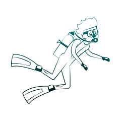 Scuba diving Water sport cartoon vector illustration graphic design