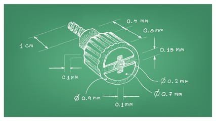 Dimension of Cross Recessed Head Short Computer Thumbscrew