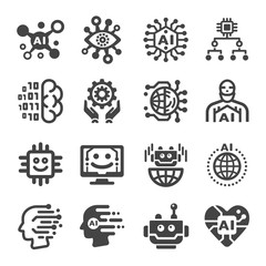 artificial intelligence icon set