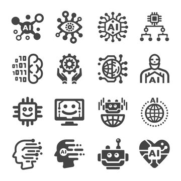 artificial intelligence icon set