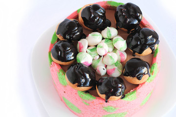 Tasty pink homemade cake