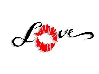 Love. Lettering. Kiss. Valentines. Stylish. The design of the cards. Vector.