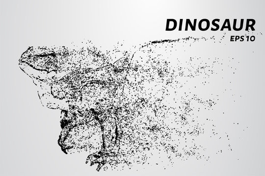 Dinosaur of particles. A predatory dinosaur on the hunt for the victim