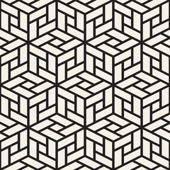 Vector seamless pattern. Modern stylish lattice texture. Repeating geometric background. Cubes with mosaic faces.