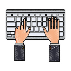 Hands using keyboard vector illustration graphic design