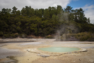 A pool at the Waiotapu Geothermal Wonderland in New Zealand near Taupo. 