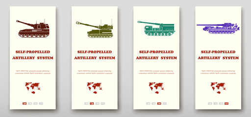 Self-propelled artillery systems leaflet cover presentation abstract, layout size fold set technology annual report brochure flyer design template vector