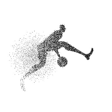 Basketball player silhouette particle background
