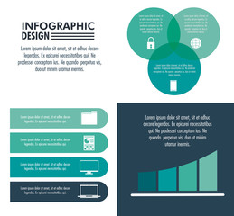 Infographic technology design on blue and white colors vector illustration graphic design