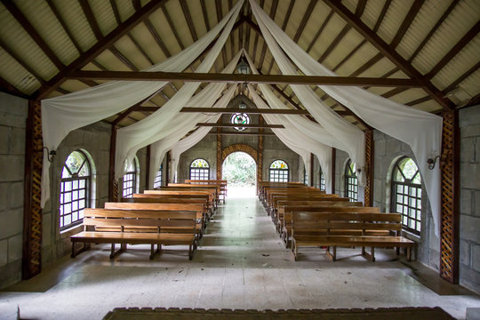 beautiful chapel seen from the inside and surrounded by nature