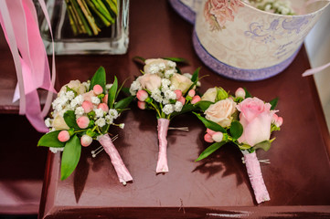 wedding bouquet on the red table