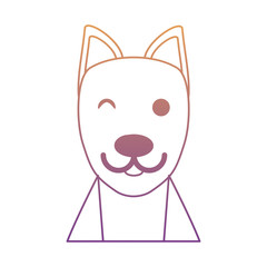 cartoon dog icon over white background, colorful line design.  vector illustration