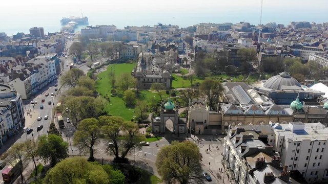 Aerial view of Brighton in sunny day, England
