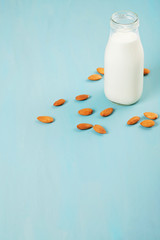 Almond milk. Non-lactose healthy drink. Alternative milk for vegan diet and people with allergy