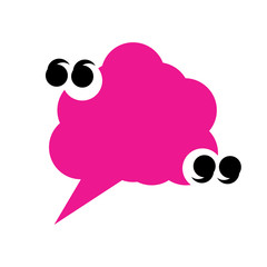 quotation marks with speech cloud icon over white background, colorful design. vector illustration
