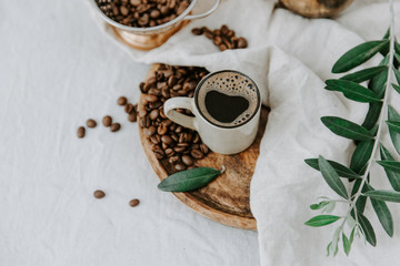 Fresh made Turkish coffee in cup