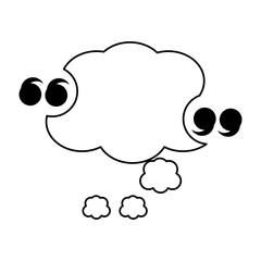speech cloud with quotation marks icon over white background, vector illustration