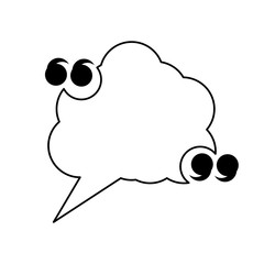 quotation marks with speech cloud icon over white background, vector illustration