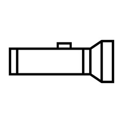 Simple, flat, black line art torch/flashlight icon. Isolated on white