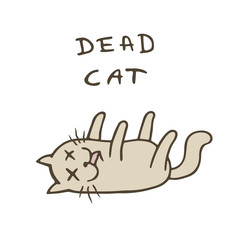 Cute cat was poisoned and died. Vector illustration