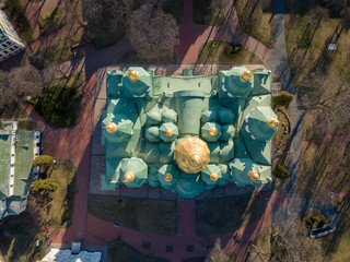 Aerial view to St. Sofia cathedral in Kyiv, Ukraine.