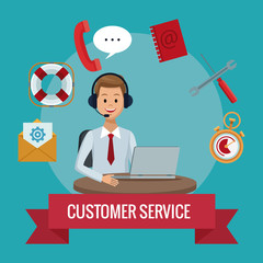 Customer service agents concept vector illustration graphic