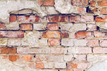 Old wall of red brick, background texture