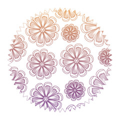 colorful and decorative seal stamp with floral design, vector illustration