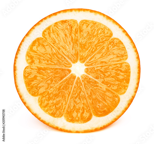 Perfectly Retouched Sliced Half Of Orange Fruit Solated On The White