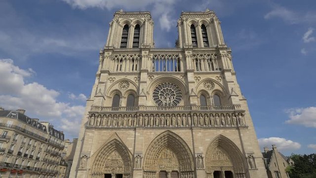 Tilt up of Notre-Dame Cathedral in Paris