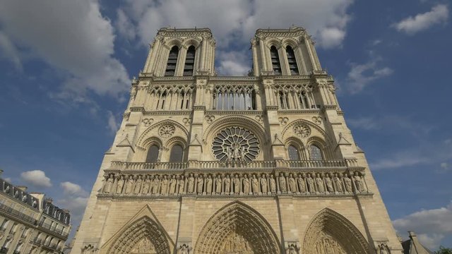 Tilt up of Notre-Dame Cathedral in Paris