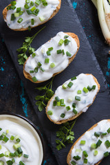 Sour cream spread with home made bread
