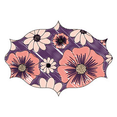 arabic frame with floral design over white background, colorful design. vector illustration