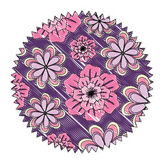 circular frame with floral background, colorful design. vector illustration