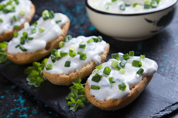 Sour cream spread with home made bread