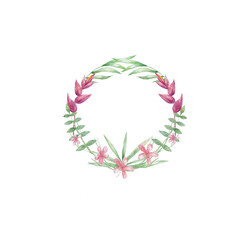 Watercolor frame flowers clip art, design frame, ready frame flowers, drawing flowers illustration, on white background