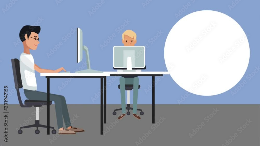 Wall mural web developers working with computers high definition colorful scenes