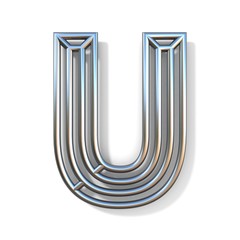 Wire outline font letter U 3D