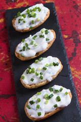 Sour cream spread with home made bread