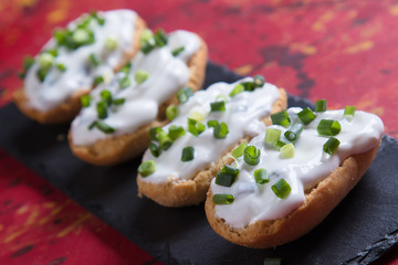 Sour cream spread with home made bread