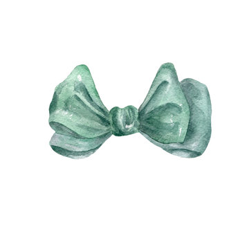 Watercolor bowtie drawing clip art bowtiq green on white background