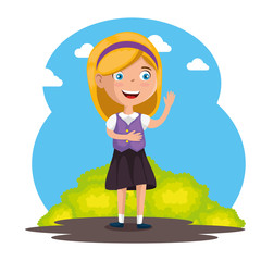 little girl happy character vector illustration design