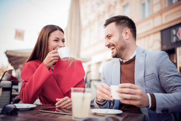 Beautiful couple in cafe