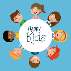 group of happy kids characters vector illustration design