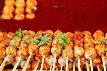 grilled sausage and meatball is delicious