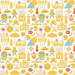 熱中症　シームレスパターン　背景素材