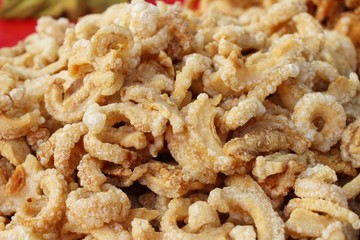 Fried pork skin delicious at street food